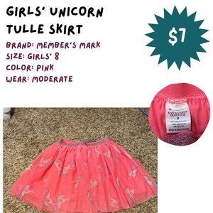 Girls' Sparkly Unicorn Tulle Skirt, Size 8, Member's Mark